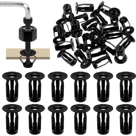 25 Kit écrou de vérin métrique M4 écrou à pétales noir écrou d'expansion fixation mince ensemble de chevilles pour mur creux fil de fer dans une paroi molle mince (1/5)