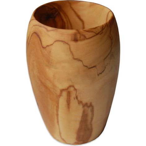 Gobelet à brosse à dents en bois d'olivier - Verre à dents naturel H8 cm 100 ml - PANGIVO (1/3)