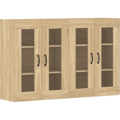 Conjunto de 2 prácticos armarios de pared de diseño para almacenamiento 69,5 x 34 x 90 cm fabricados en madera de roble Sonoma 020055407 (1/5)