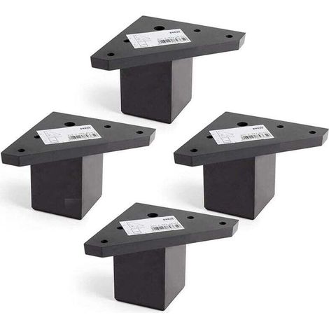 Set di 4 gambe per mobili con piastra di montaggio - per tavoli, letti e sedie - Lega di alluminio - Altezza: 6 cm - Colore: nero - Viti non incluse - Crezuo (1/4)