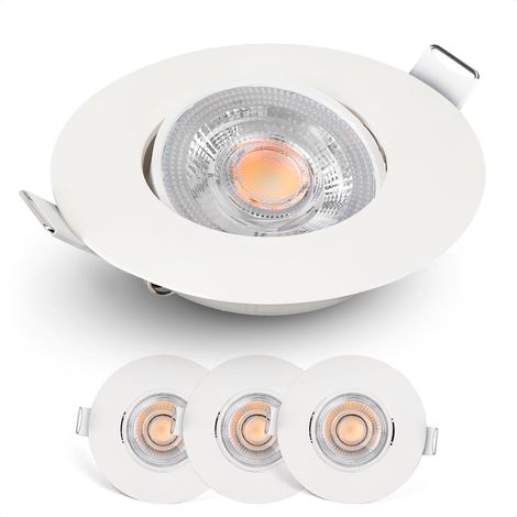 Lot de 3 Spot LED encastrable, Dimmable 4,9W 480lm, Orientable 50°, Blanc chaud 2700K, Intérieur