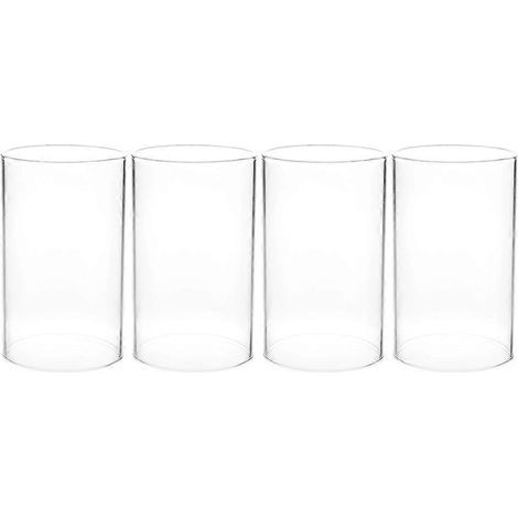 Lot de 4 abat-jour en verre transparent style simple pour bougies (8 x 10 cm)-10.00X8.00X8.00CM-Transparent (1/4)