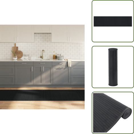 Decoración natural - vidaXL Alfombra rectangular bambú negro 80x300 cm - Alfombra antideslizante