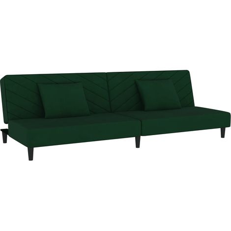 Divano Letto a 2 Posti con 2 Cuscini Verde Scuro in Velluto vidaXL (1/5)