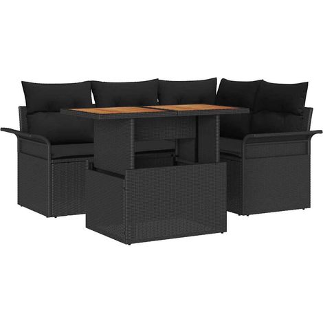 Garden Sofa Set with Storage 5 pcs Black Poly rattan vidaXL (1/5)