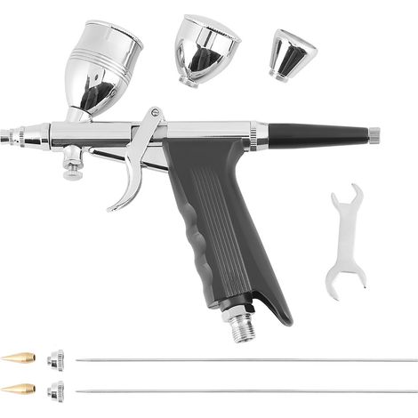 Kit de pistolet à peinture à gravité pour aérographe avec buses et godets de 0,3 mm, 0,5 mm et 0,8 mm (1/5)