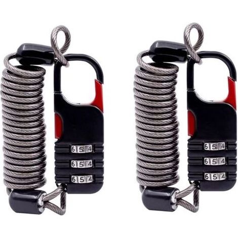 Petit cadenas à combinaison avec câble rétractable (80 cm), cadenas à câble fin à code, pour bagages de voyage, valises, sacs à dos, sacs, fermetures éclair, vélo, casque de moto antivol (1/5)