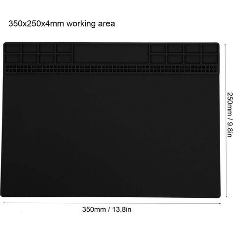 Heat Resistant Silicone Soldering Mat 350X250X4Mm Black For Electronic Repair (1/4)