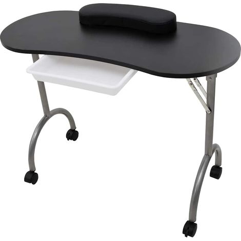 vidaXL Mesa de manicura plegable con ruedas negra (1/5)
