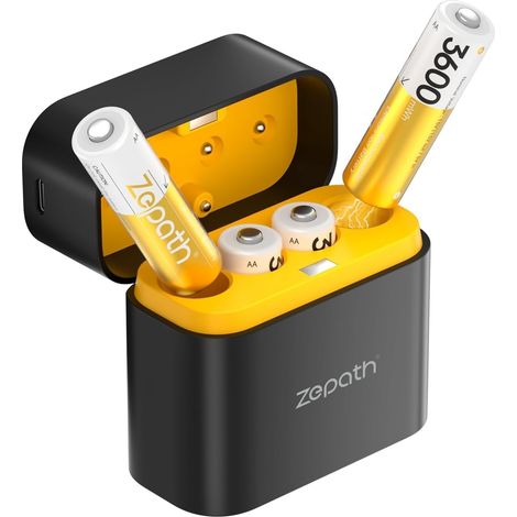 4 Piles Rechargeables AA Lithium-ION avec Chargeur 4 Chargeur,1,5V 3600 mWh Capacité Rechargeable AA Batteries, jusqu'à 2000+ Cycles (1/5)