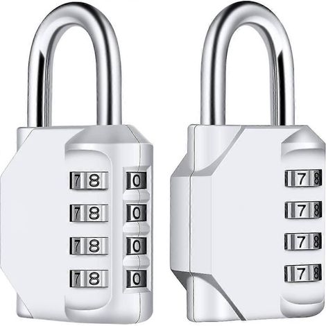 Lot de 2 cadenas à combinaison, cadenas à combinaison à 4 chiffres, idéal pour les écoles, les gymnases et les vestiaires sportifs -6 (1/5)