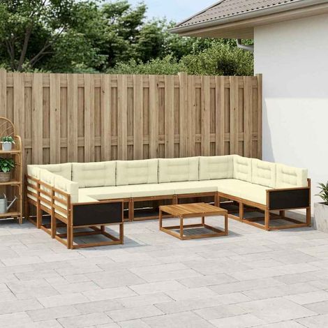 vidaXL Outdoor-Sofagarnitur mit Kissen 10 pcs Natur und Creme (1/5)