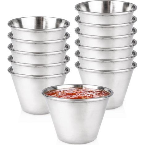 Cuencos de acero inoxidable para salsas, 6 cm, 75 ml, 12 unidades. (1/5)