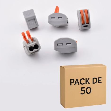 Alternative WAGO 222-412 – Pack 50 bornes à levier PCT-212 – 2 contacts – 32A