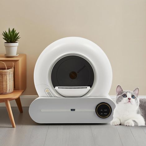 Bac à litière automatique pour chats - 9 l - Litière autonettoyante pour chat avec sécurité multiple, contrôle par application, entrée basse et système désodorisant (1/5)