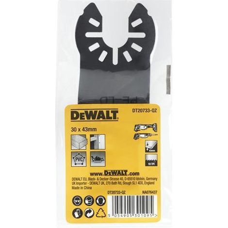 DeWalt DT20733-QZ Fastcut Wood Multi-Tool Blade, 30 x 43mm, Compatible with Multi-Tools