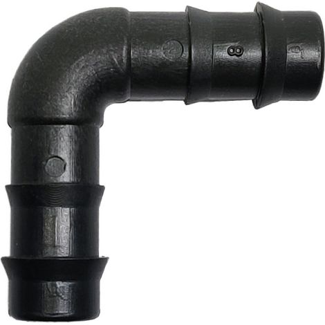 Codo Goteo 16mm Negro. Bolsa de 10 Unidades