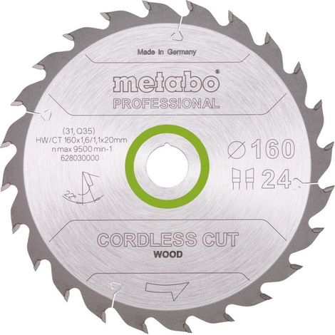 Metabo Sägeblatt "cordless cut wood - professional", 160x1,6/1,1x20(16), Z24 WZ 22° (1/3)