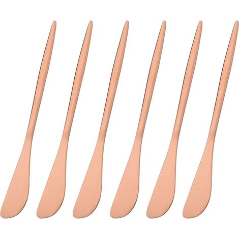 (Or rose, ensemble de 6 pièces) Couteau à beurre, coupe-fromage, acier inoxydable, ustensiles de cuisine (1/2)