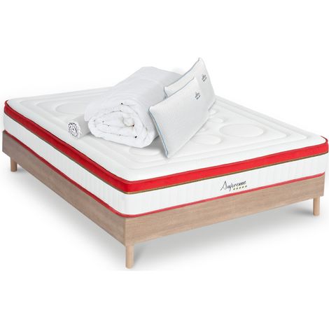 Matelas Suprême Mousse Haute densité Accueil Mémoire de forme+ sommier + accessoires - 180 x 200 cm (1/5)