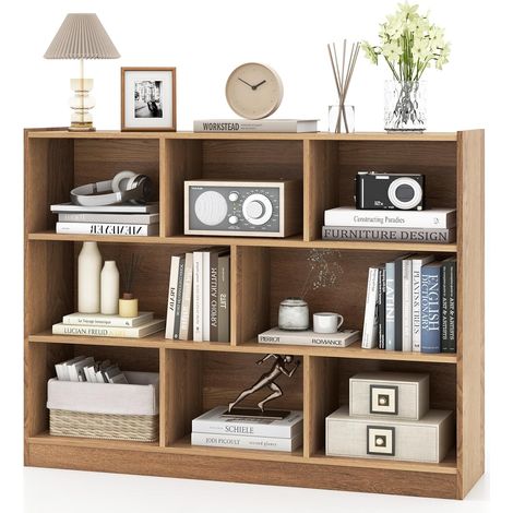 Goplus – Bibliothèque enfant 8 cubes ouvertes 122x32x93cm – Meuble de rangement pour livres et jouets – Construction en panneaux d'ingénierie (1/5)