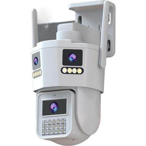Caméra extérieure WiFi 4K 8MP à Trois objectifs avec Suivi de Mouvement IA PTZ, Protection et sécurité, étanche(4K NO Card) (1/5)