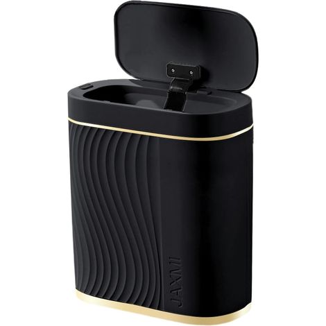 Poubelle Salle Bain et Chambre 8L – Poubelle Anti-Odeur Automatique avec Capteur, Idéale pour Salle de Bain, Cuisine, Noire (1/5)
