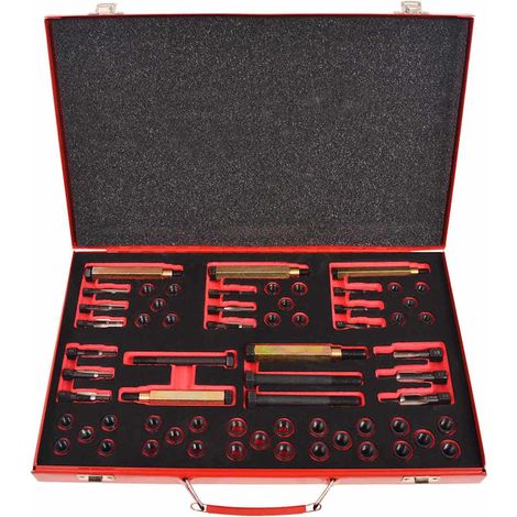 vidaXL Kit reparación rosca bujía incandescente 63 pzas M8 M9 M10 M12 (1/2)