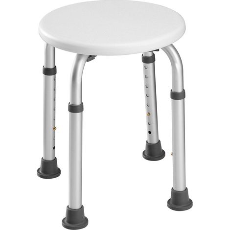 Sgabello Bagno Tondo in Alluminio Altezza Regolabile Sedile Doccia Sedia Vasca (1/5)
