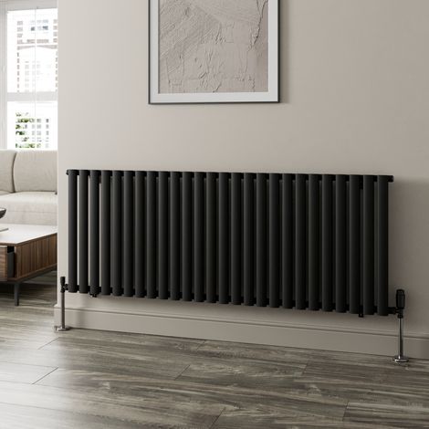 Black Oval Column Designer Radiator Vertical Horizontal 600 x 1560mm Single Panel (1/5)