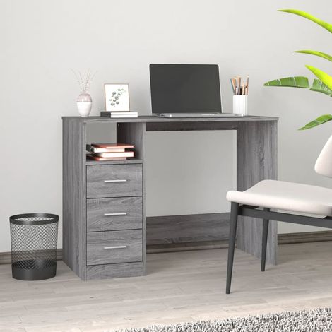 Escritorio con cajones contrachapada gris 102x50x76 cm