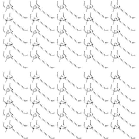 50 piezas de ganchos para tablero perforado, ganchos para estantes de pared para exhibición de tablero perforado, ganchos para almacenamiento de herramientas de taller de garaje, ganchos para estantes (1/5)
