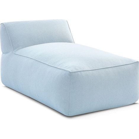 BOBOCHIC - Méridienne sans accoudoir pour canapé de jardin modulable RIVIERA tissu chiné Bleu clair (1/5)