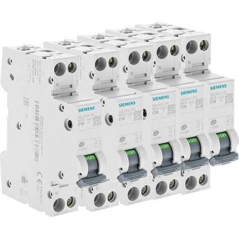 Lot de 5 Disjoncteurs électriques phase + neutre 16A (1/4)