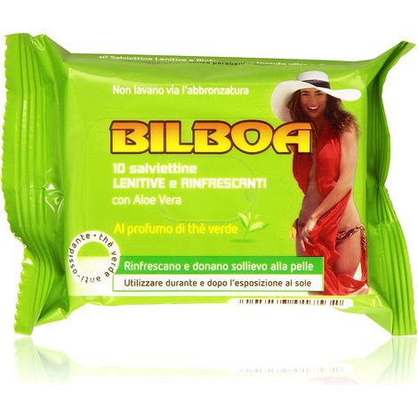 Pack 10 toallitas de té verde Bilboa calmante refrescante y para el bronceado
