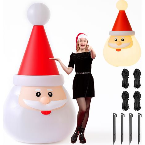 Gonfiabile di Babbo Natale XXL Decorazione Natalizia Luminosa da Esterno 250 cm