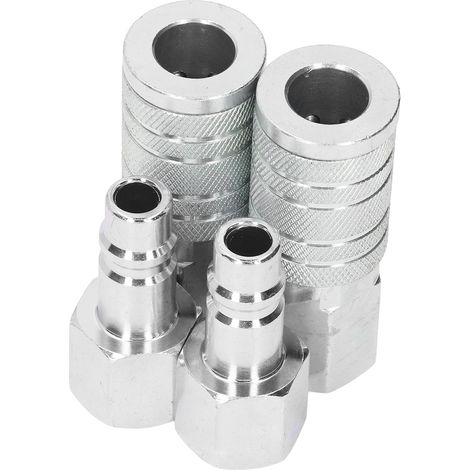 2 raccords pneumatiques, 2 bouchons, filetage NPT 1/2", alliage d'aluminium, tuyau d'air 300 PSI, raccords rapides, adaptateur pour outil pneumatique (1/5)