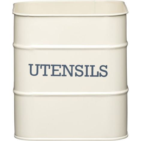 KitchenCraft Living Nostalgia Metal Kitchen Utensil Holder, 15 x 16 cm - Antique Cream