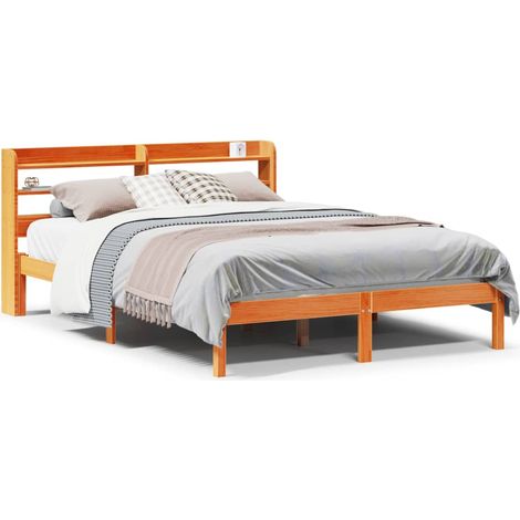 Maison Exclusive - Estructura cama con cabecero madera pino marró