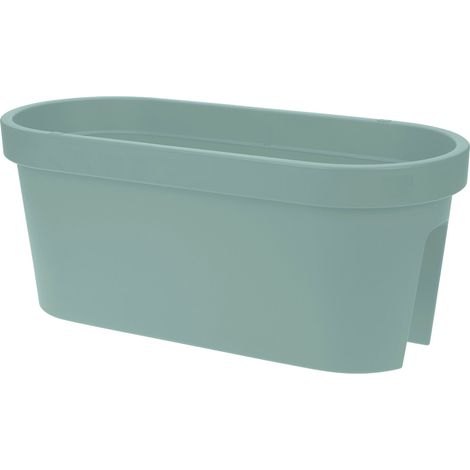 Balkon Blumentopf oval - mint grün / 60 cm - Kunststoff Pflanzkasten zum Einhängen am Geländer - Blumen Pflanz Kasten Topf zum Hängen