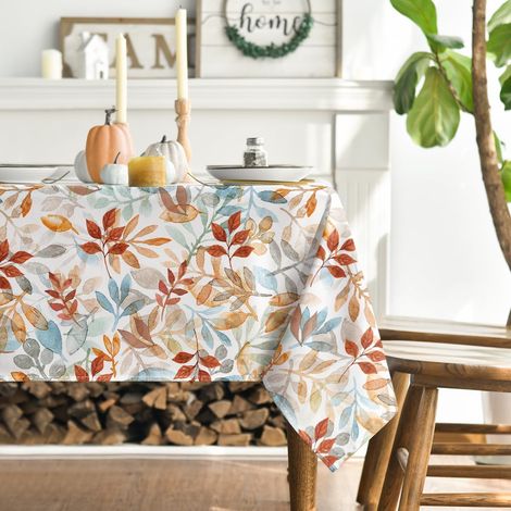 Mode Nappe d'automne Motif feuilles 152 x 213 cm Protection saisonnière Linge de table Décoration de cuisine, vacances, décoration de fête (1/5)