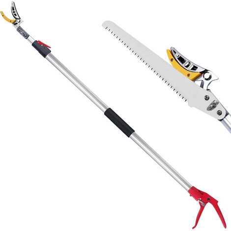 sécateur télescopique 1,3–2,2m pour branches et rameaux frais, scie à branches télescopique, scie à arbre avec dents SK5 3D, sécateur à fruits pour le jardin et l'extérieur (1/5)