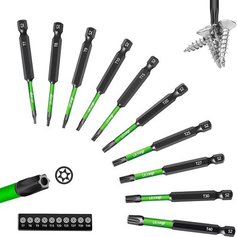 75mm Torx Magnetic Bits with Hole for Cordless Screwdriver 1/4" for Impact Driver, Black (1/5)