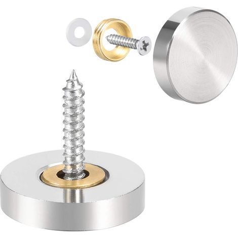 Cache Vis Miroir Décoratif Capuchons Couverture Clous Brossé Acier Inox 22mm 2Pcs (1/5)