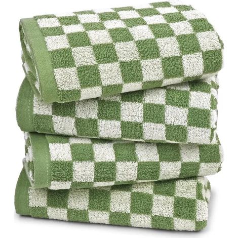 Serviettes de bain : jolies serviettes à carreaux, pour décorations de Noël, serviettes pour le visage et le corps, 4 pièces. (1/5)