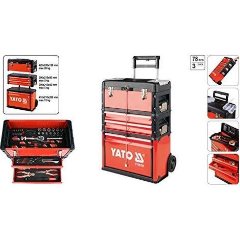 YATO YT-09104 - Maletín de Herramientas con Ruedas (4 módulos, 78 piezas) - Juego Completo Profesional (1/3)