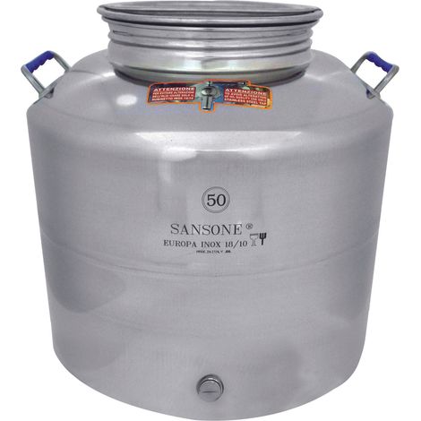 BIDONE FUSTO CONTENITORE IN ACCIAIO INOX SANSONE LT.50