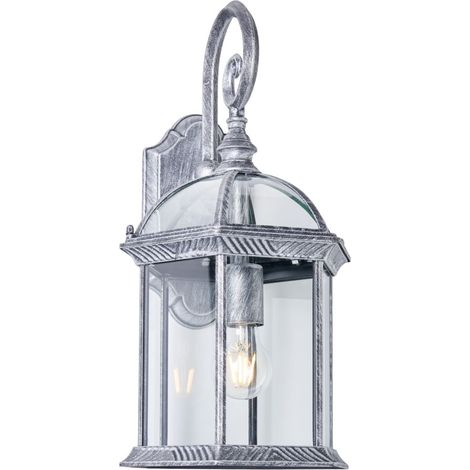Litecraft Fitz Wall Light Large Outdoor Traditional Lantern - Brushed Silver
