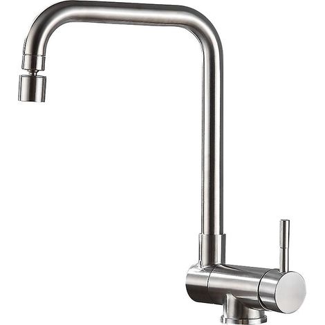 Robinet de cuisine pliable, robinet sous fenêtre, robinet de cuisine pivotant à 360°, rotation latérale à 120°, mitigeur monocommande à deux voies, mitigeur d'évier en laiton chromé (1/4)