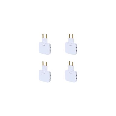 Flache 4-Loch-Steckdosenleiste mit 3 Steckdosen zur Wandmontage an der Schrankrückseite, flacher Stecker, um 180° drehbar für einfaches Anschließen, inklusive Netzteil, 16 A/250 V. – Crezuo